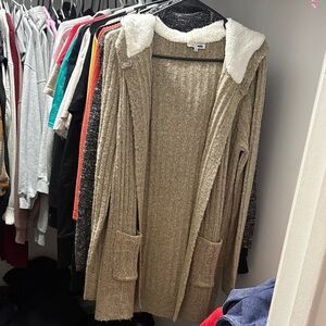 Fashion Nova Cozy Tan Hooded Cardigan